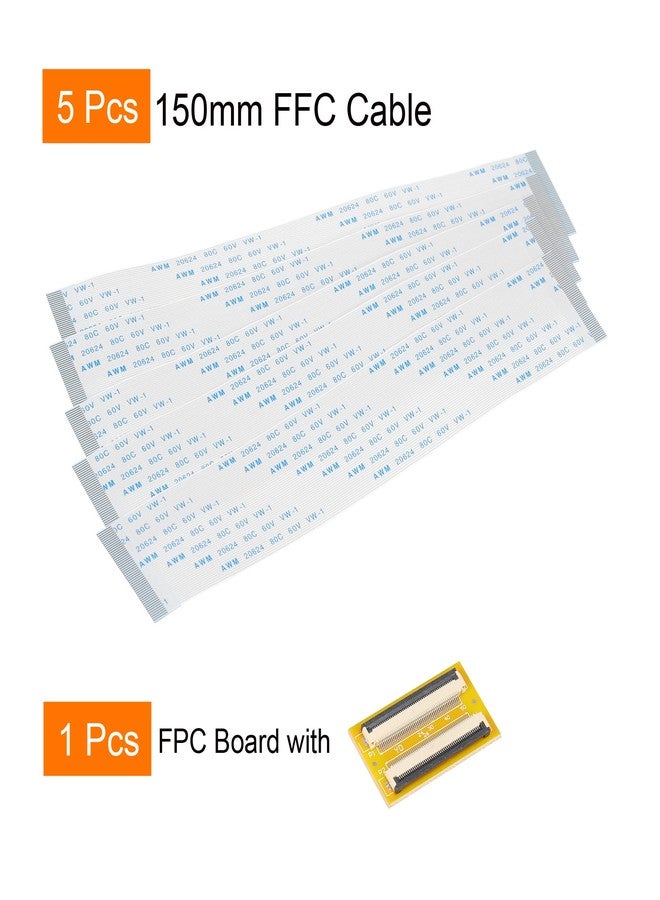 MECCANIXITY FFC FPC 50 Pin 0.5mm Pitch PCB Extension Connector Board with 5 Pack 0.5mm Pitch 150mm Flexible Flat Cable Kit - Image 3